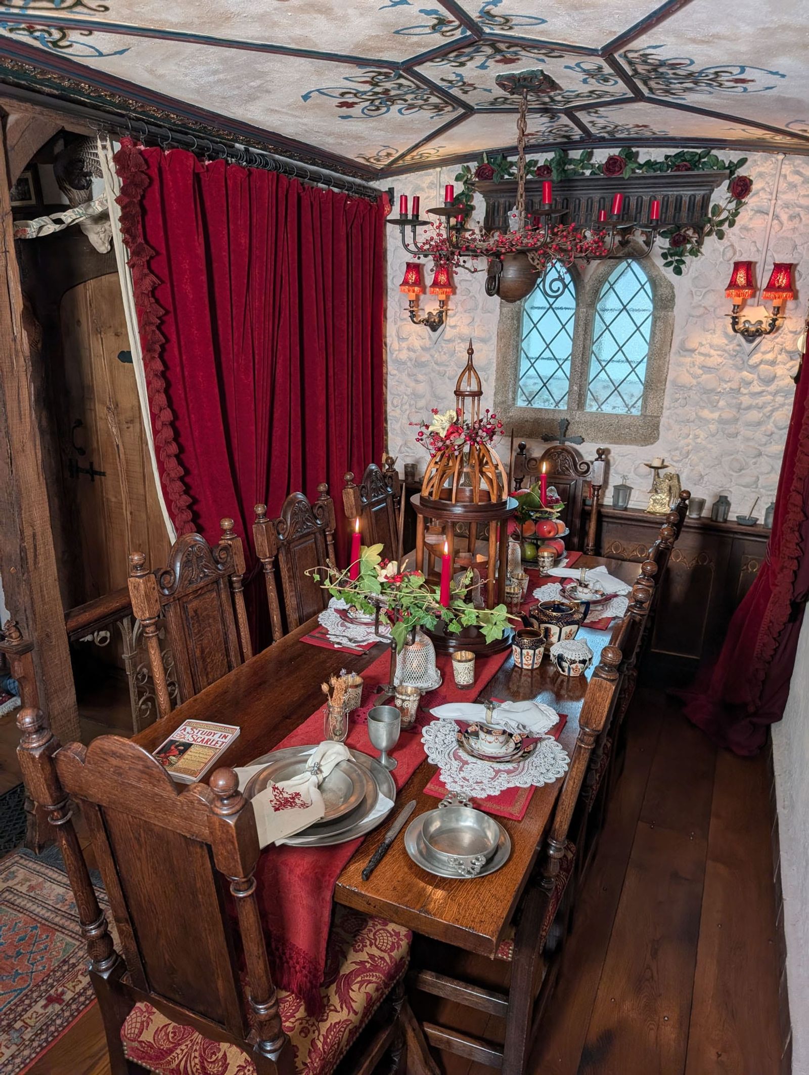 The candlelit Victorian dining room at Talliston House and Gardens.