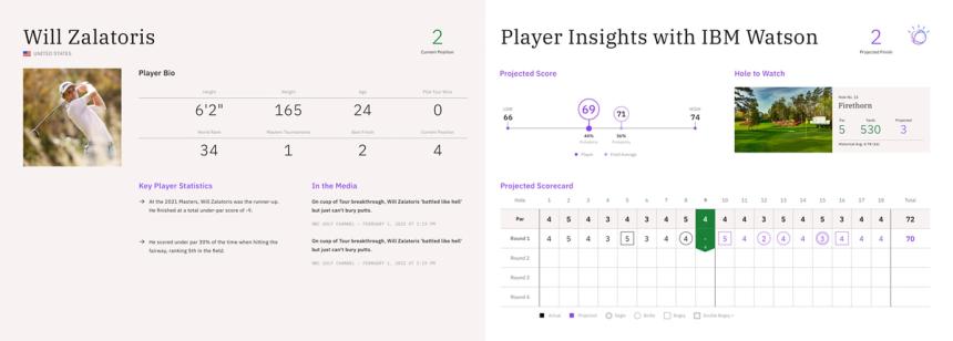 IBM Masters Digital Showcase - Player Insights Screen