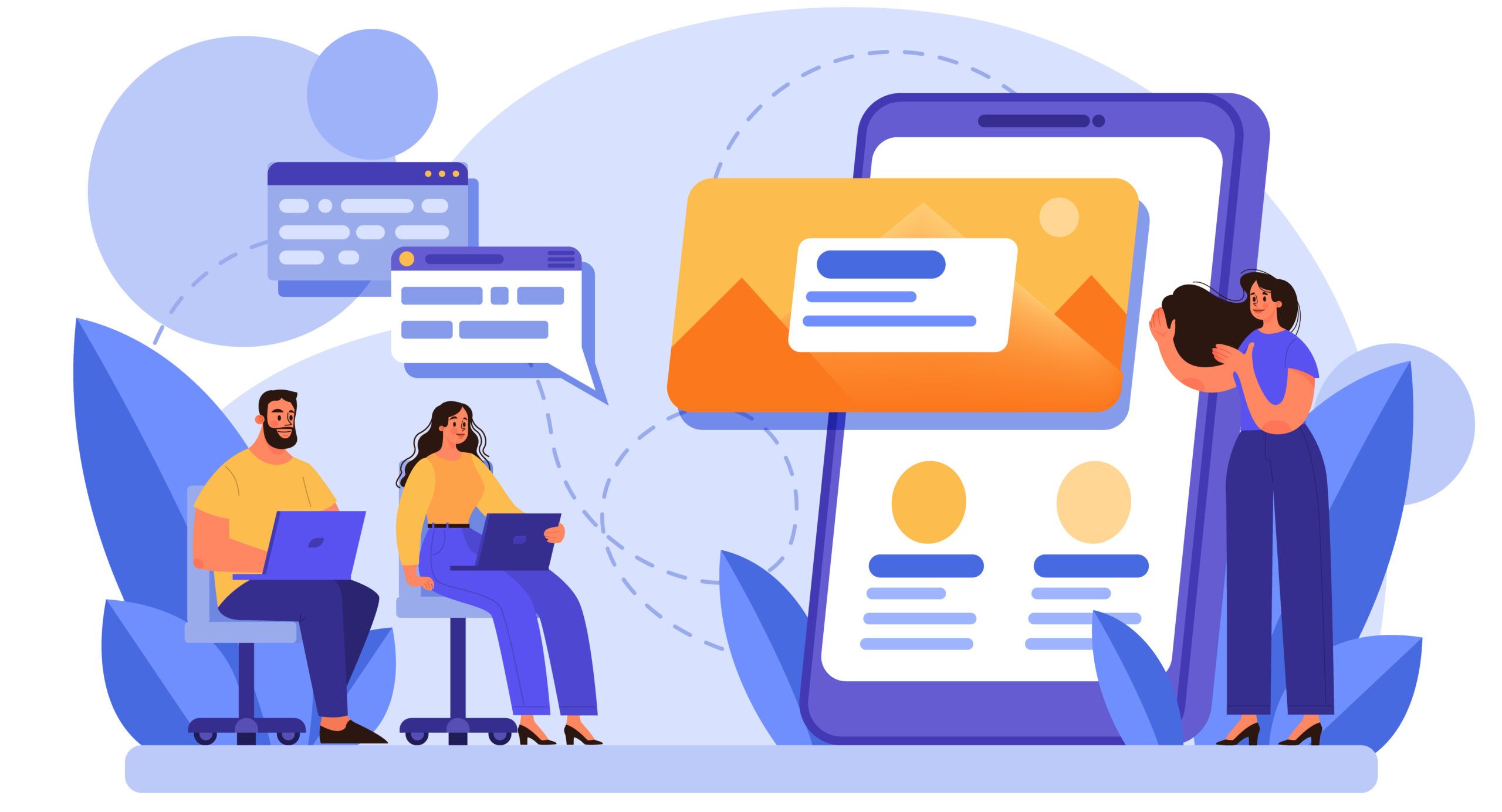 People preparing and collaborating for a project|graph detailing 8 benefits to process templates with ProcessMaker|Implementing process templates improves productivity