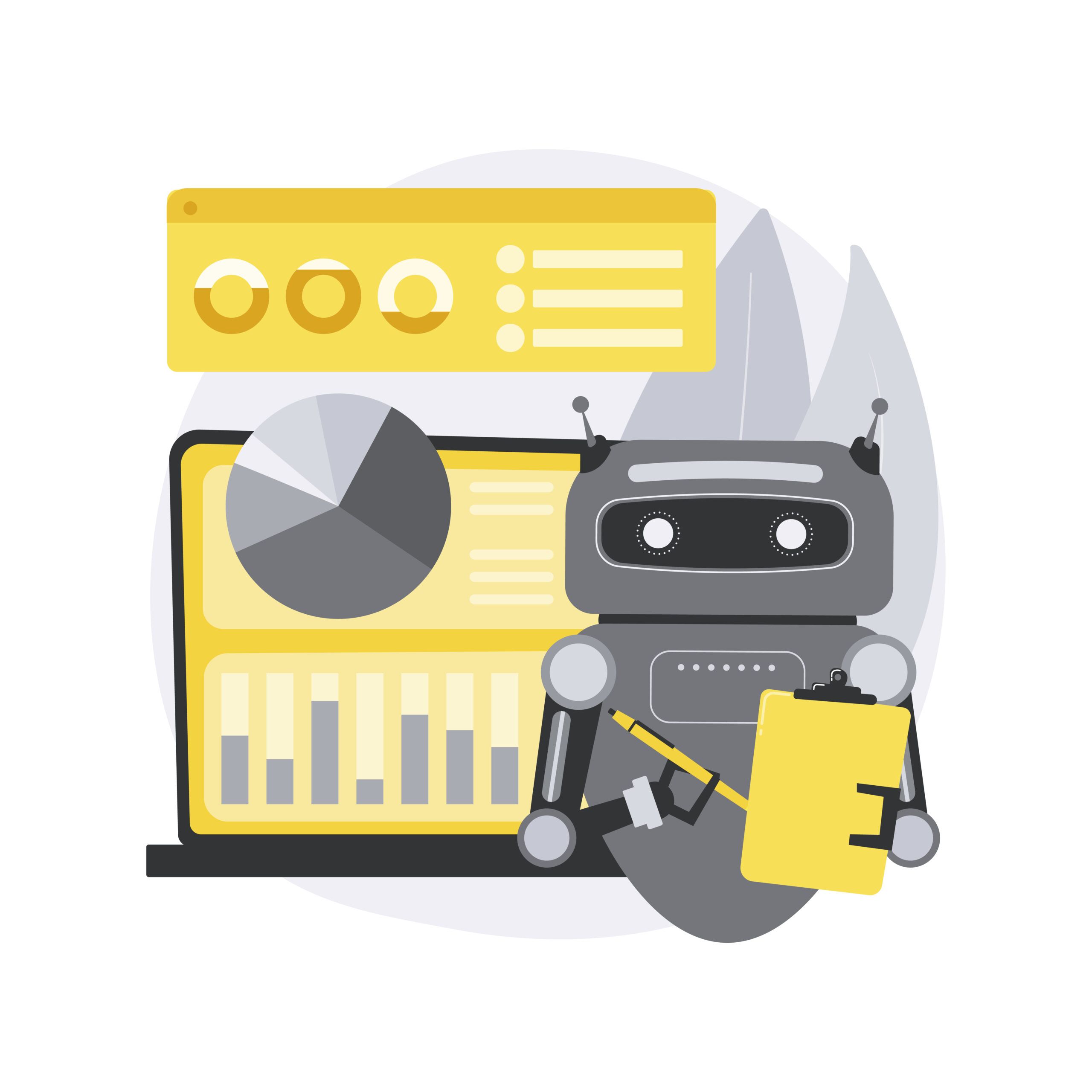 AI-powered marketing tools abstract concept vector illustration. AI-powered research, marketing tools automation, e-commerce search, customer recommendation, machine learning abstract metaphor.|The AI and process automation venn diagram