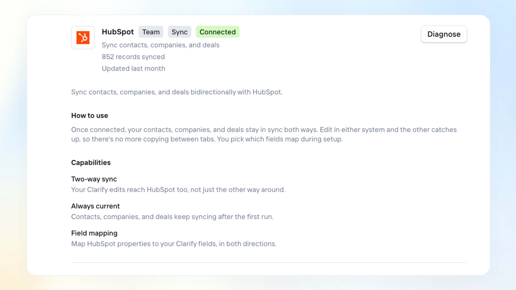 HubSpot bidirectional sync