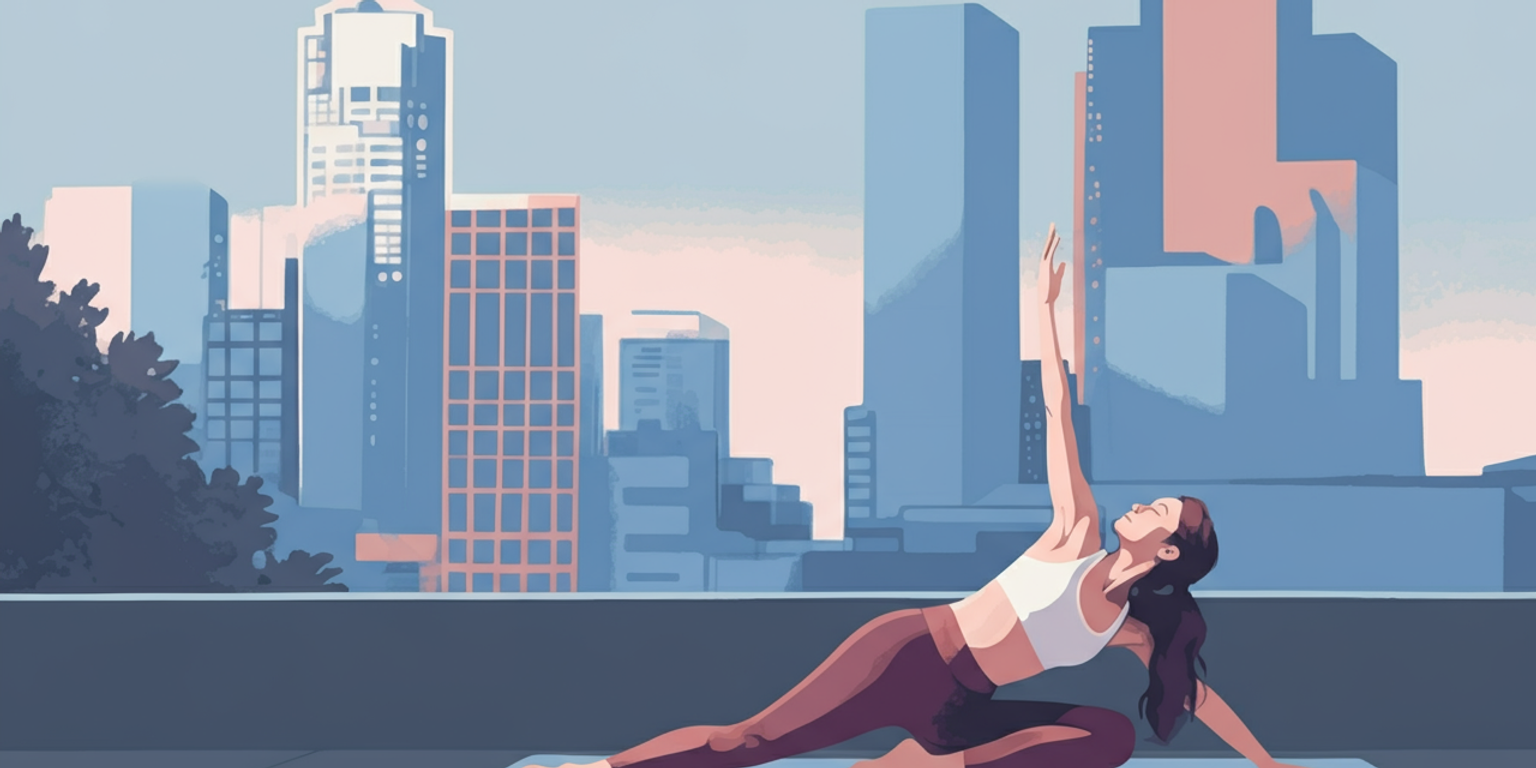 A woman doing yoga in a park in downtown Seattle by the sound on a Summer day