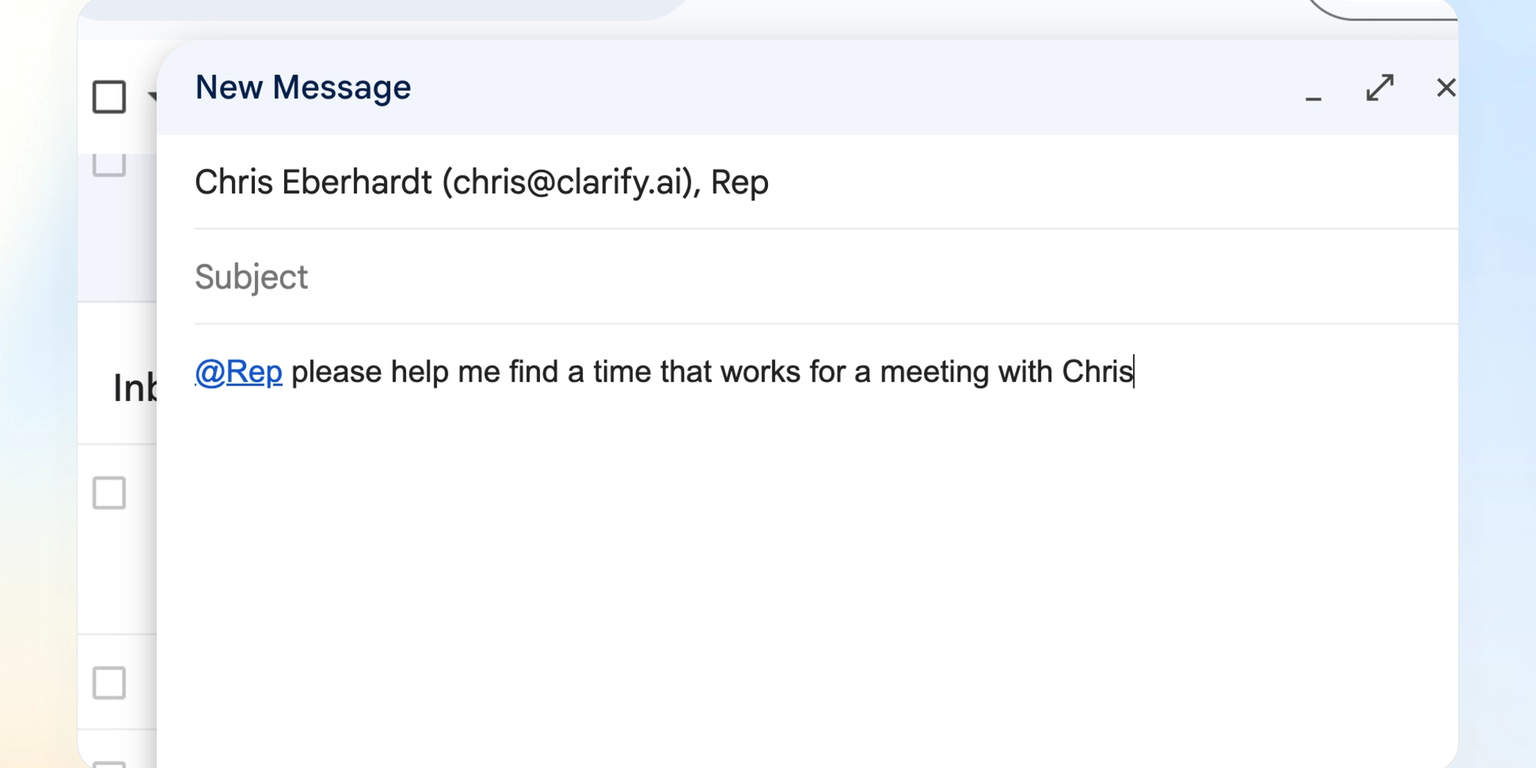 CC rep@clarify.ai on an email for scheduling help