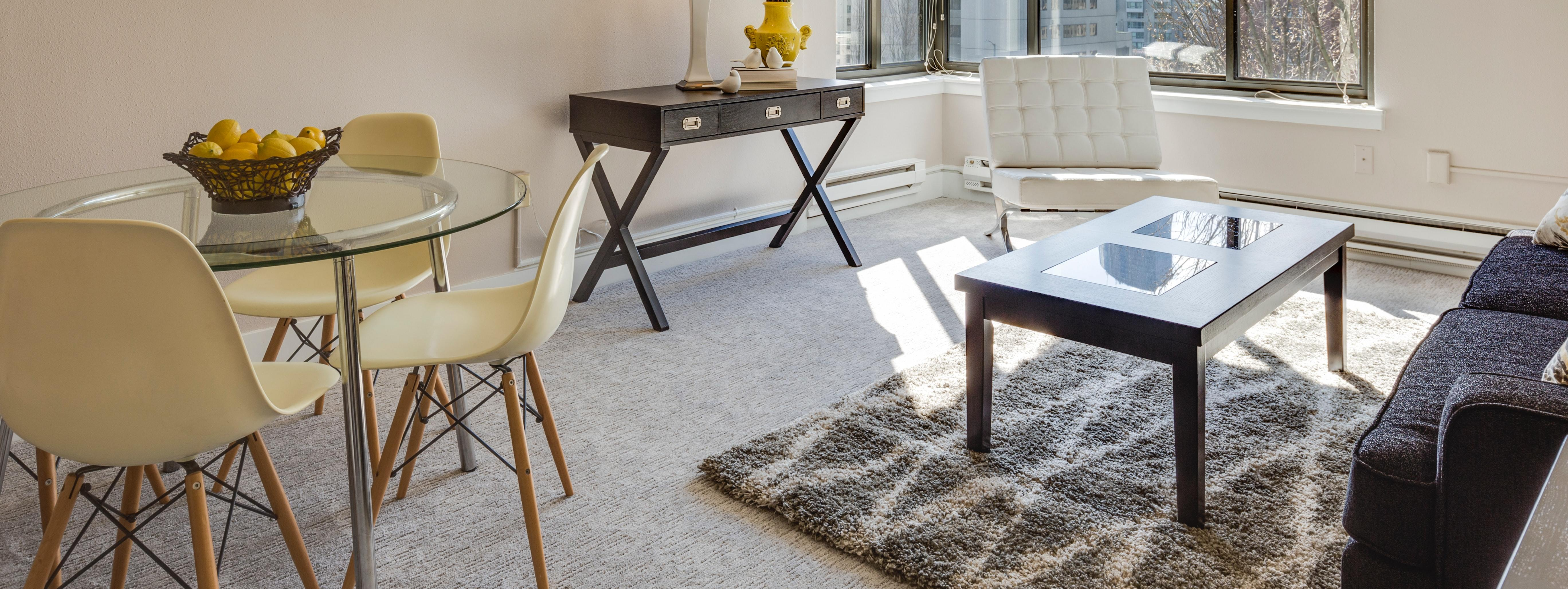 dining room rug over carpet