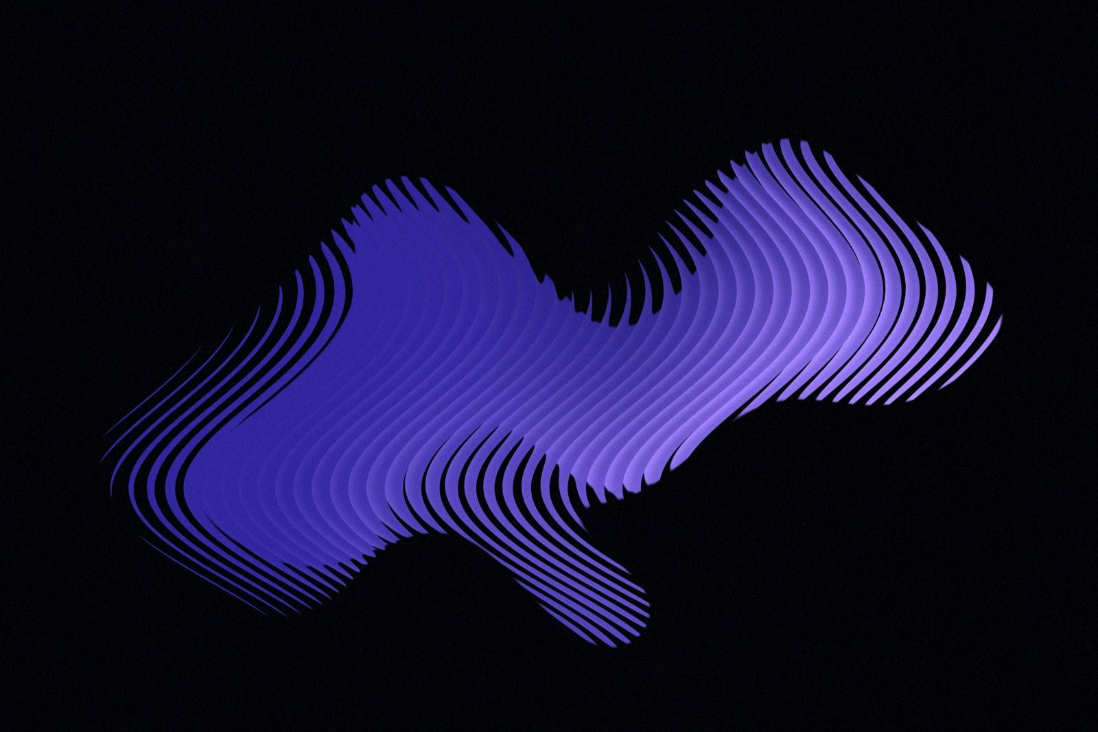 Layered violet ribbons rippling across a black background