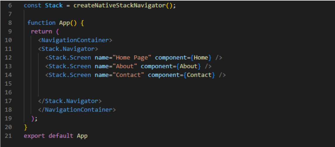 builds a navigation container
