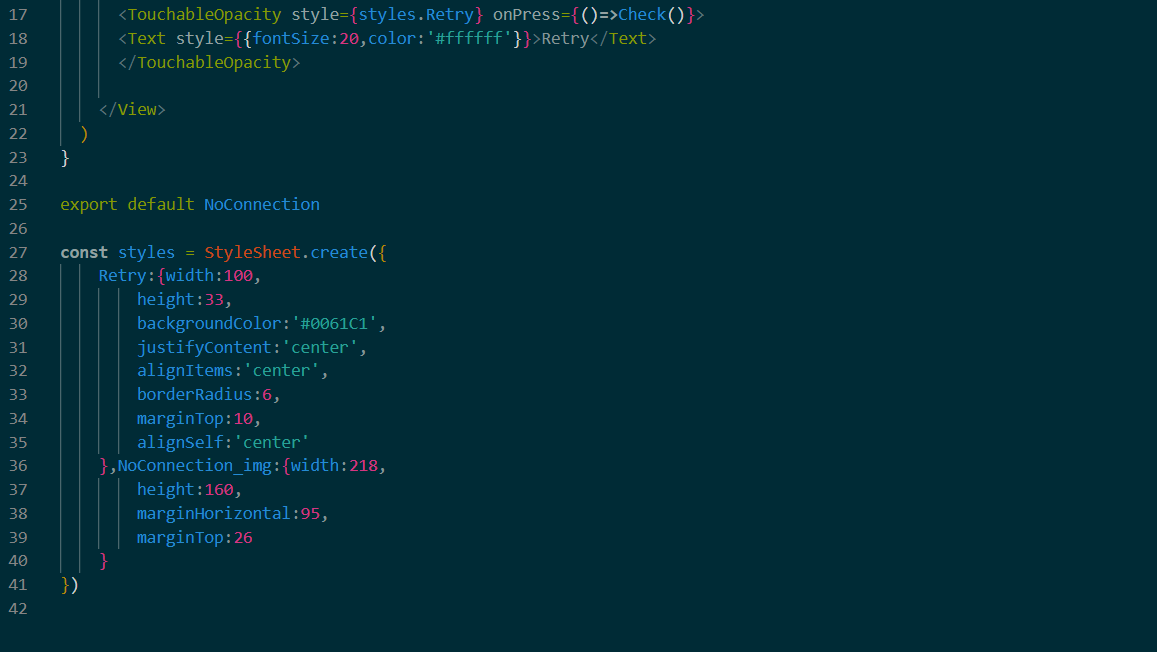 Creating the NoConnection.js file