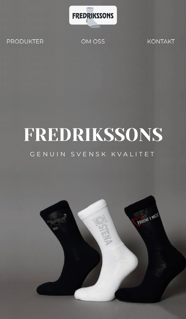 Hero section for Fredrikssonsstrumpfabrik.se