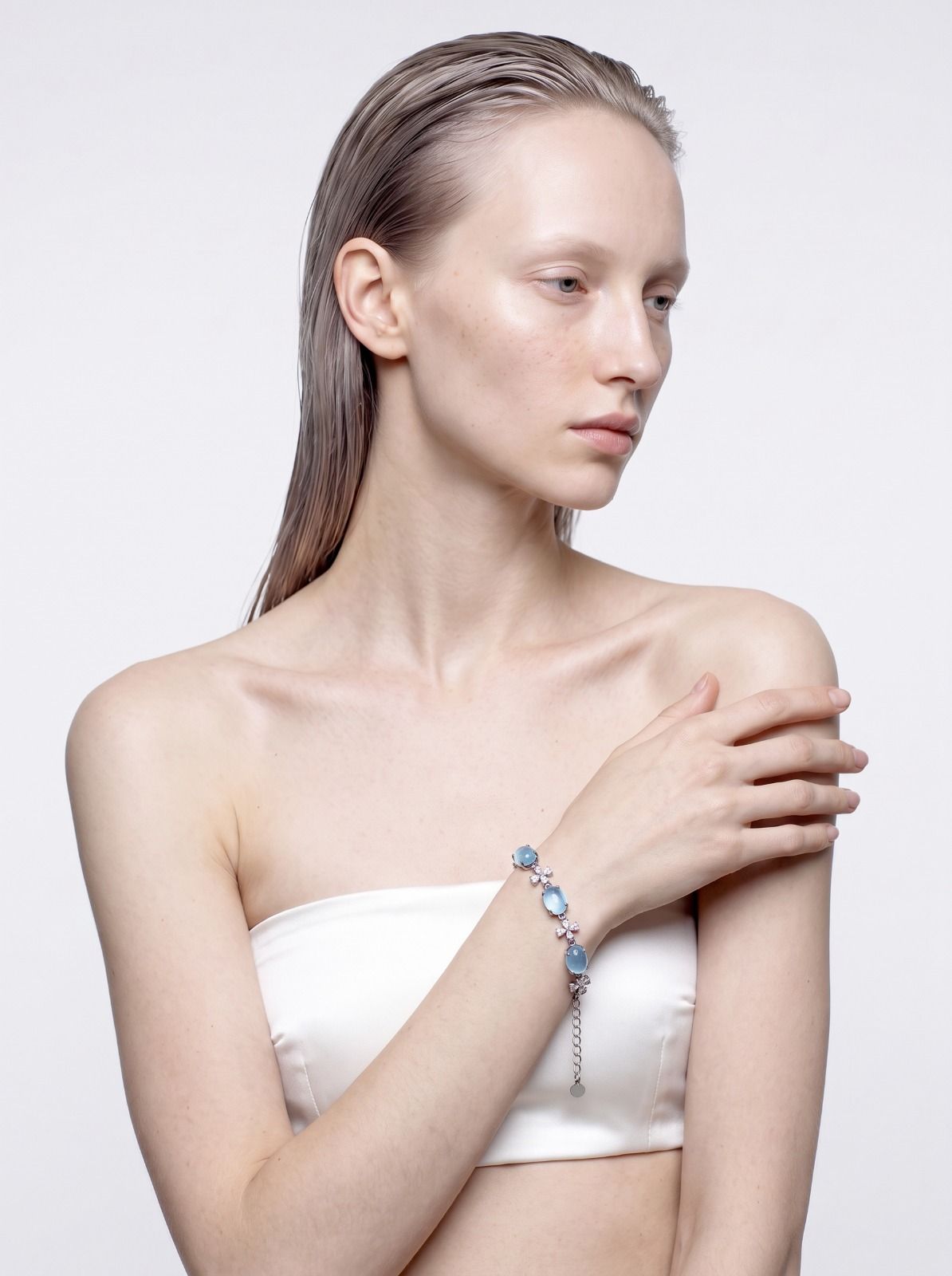 Aquamarine Bracelet, Sterling Silver Setting