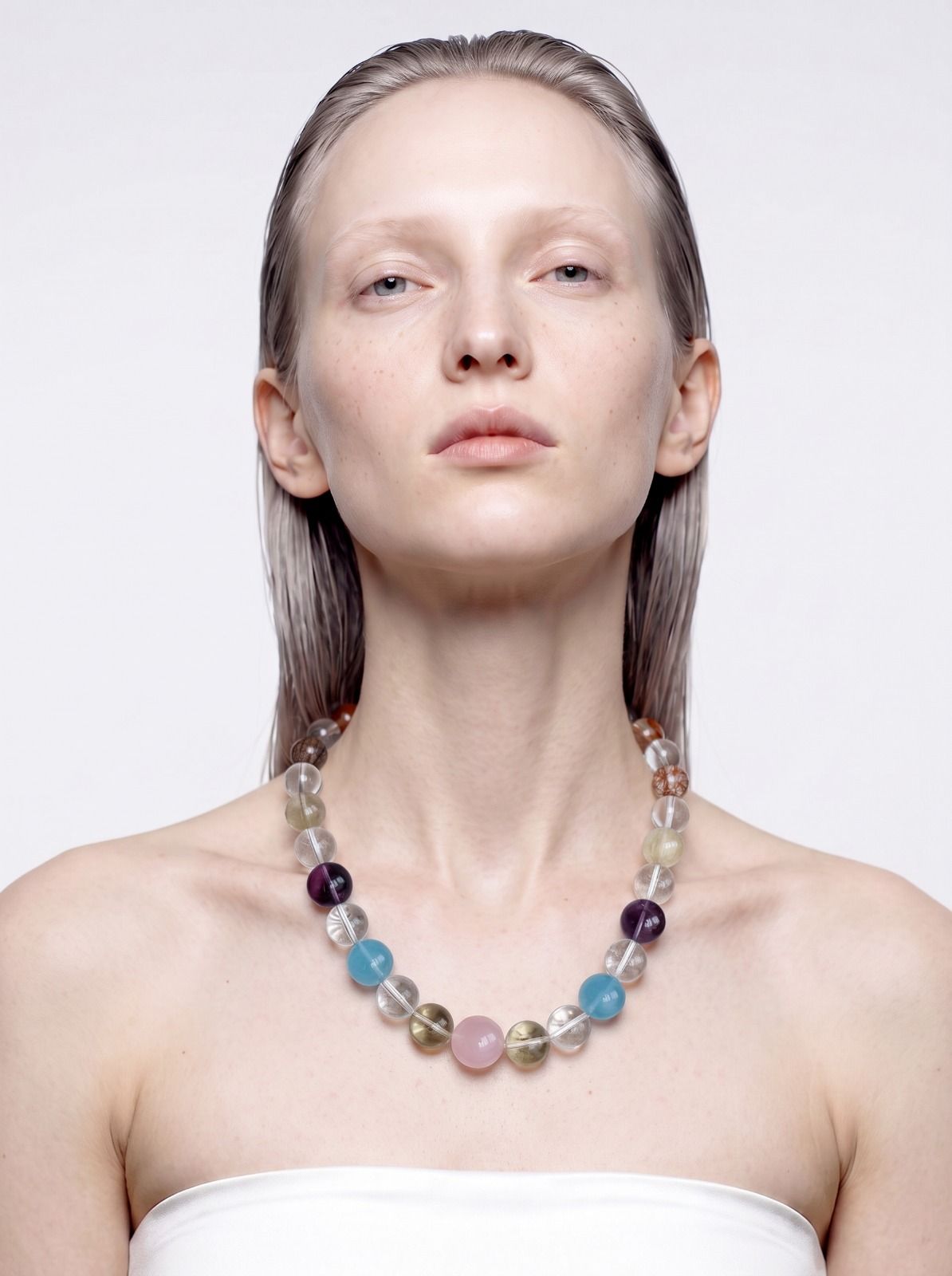 Handmade Mixed Multi‑Gemstone Crystal Statement Necklace