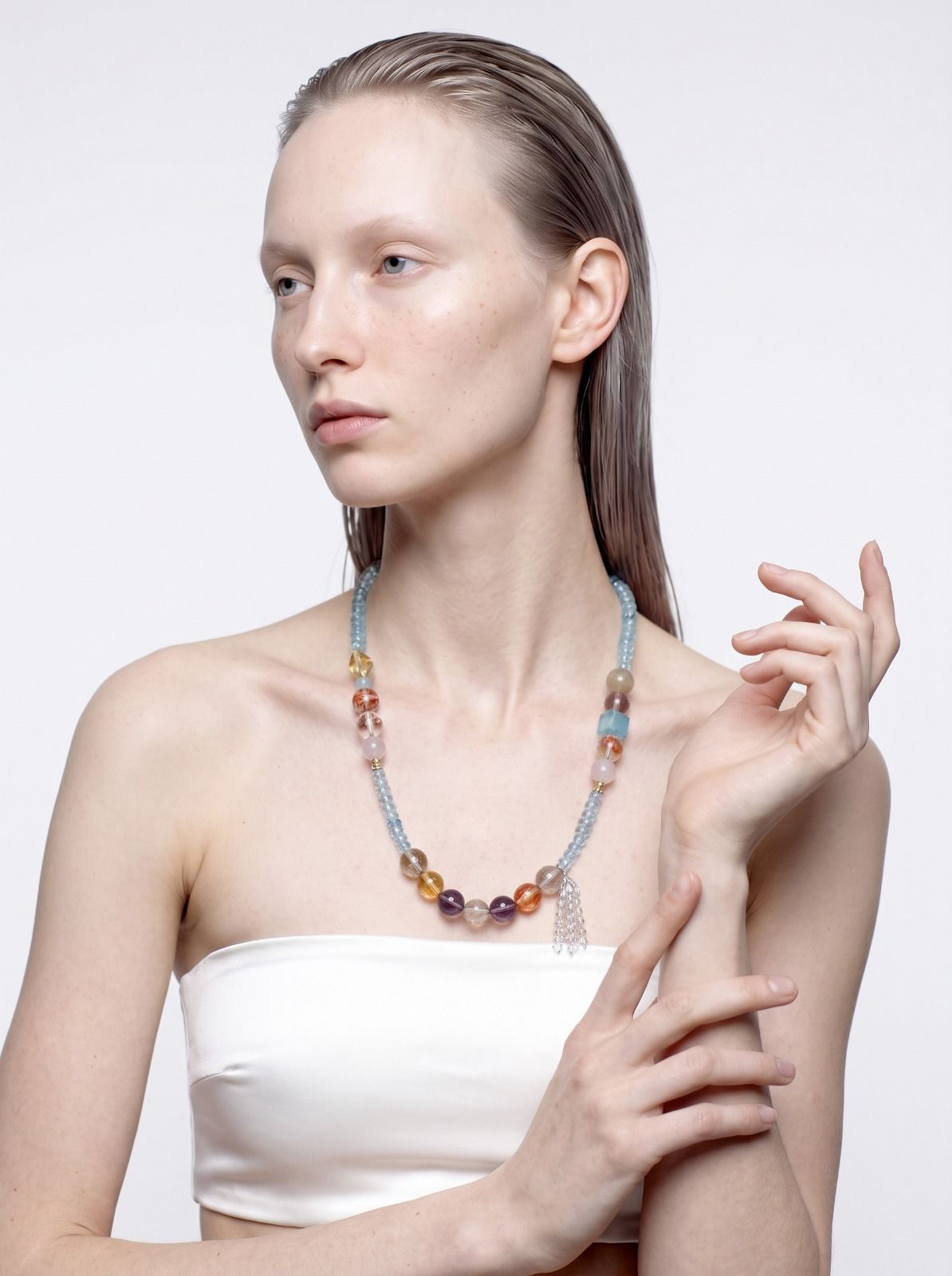 Handmade Koi Phantom Multi‑Gemstone Crystal Necklace