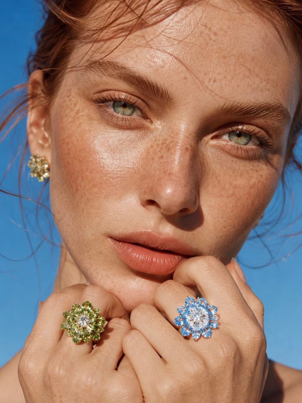 Multi‑Colour Tourmaline Flower Ring, Hand‑Set Silver