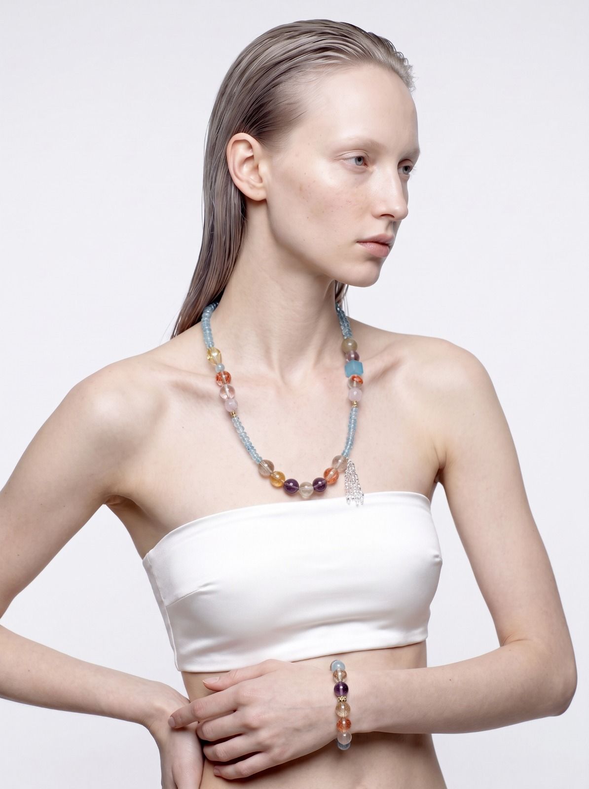 Handmade Koi Phantom Multi‑Gemstone Crystal Necklace