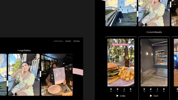 Meghna Shahani portfolio site: image gallery of her photos and Content Results reels with likes and view counts
