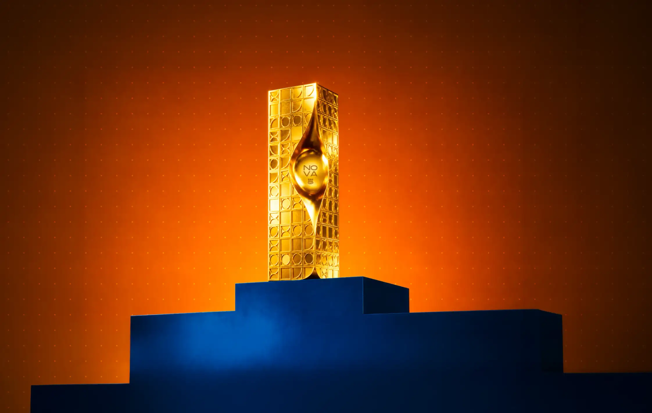 Nova — trophy on a blue plinth