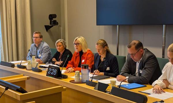 Lektorlagets leder Helle Christin Nyhuus ga innspill under den muntlige høringen om statsbudsjettet for 2025 på Stortinget 24. oktober 2024.