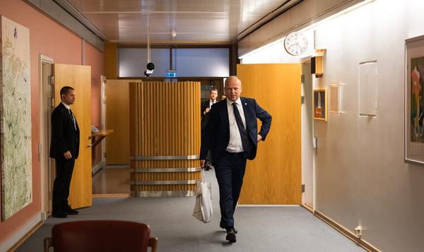 Finansminister Trygve Slagsvold Vedum la frem forslag til statsbudsjett for 2024 i Stortinget 6. oktober 2023. Foto: Peter Mydske, Stortinget.