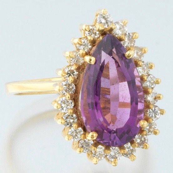 Ladies' Pear Amethyst and Diamond Ring size 5 ¾