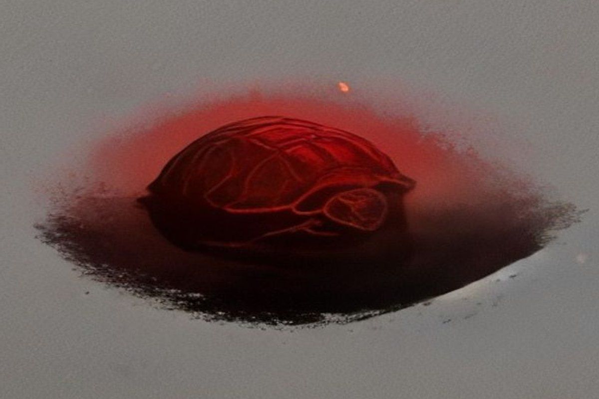 Una tortuga colosal flotando en el espacio profundo, con galaxias reflejadas en su caparazón