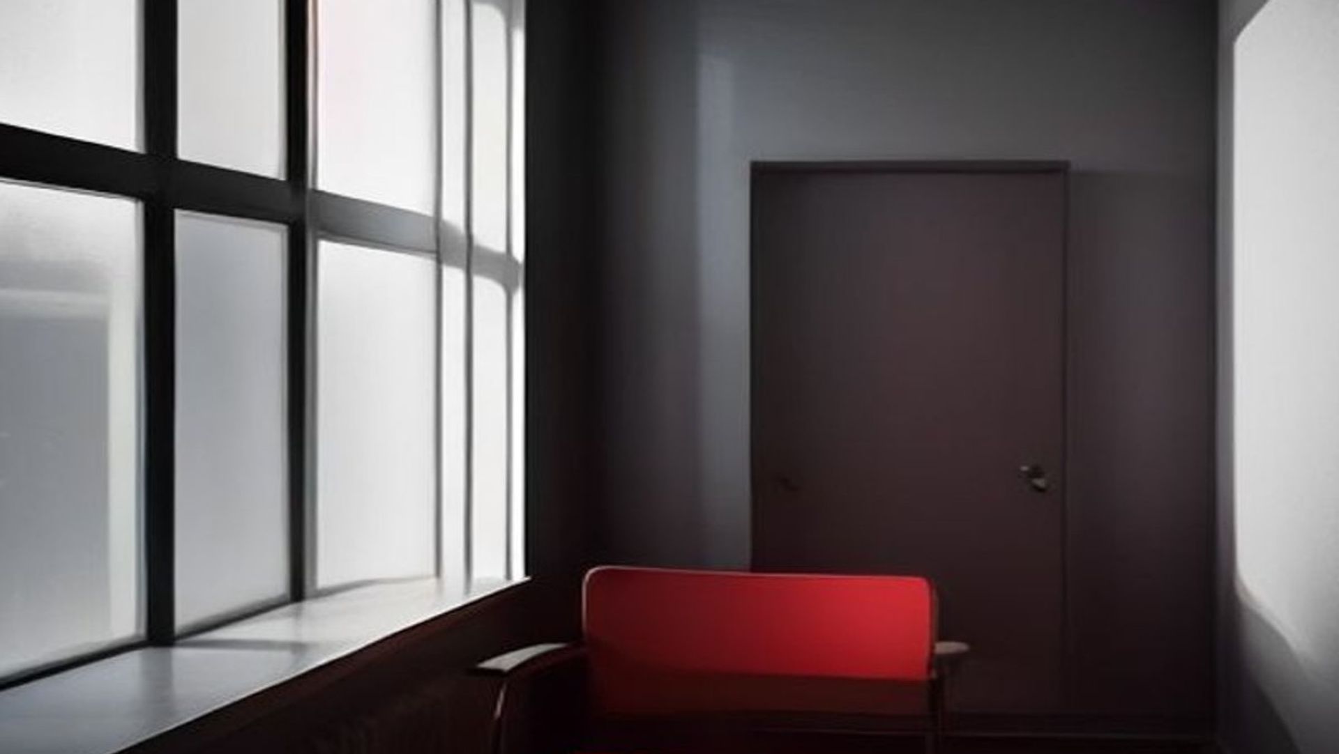Estudio de escritor vacío al atardecer, con los estantes desnudos y cajas embaladas en el piso