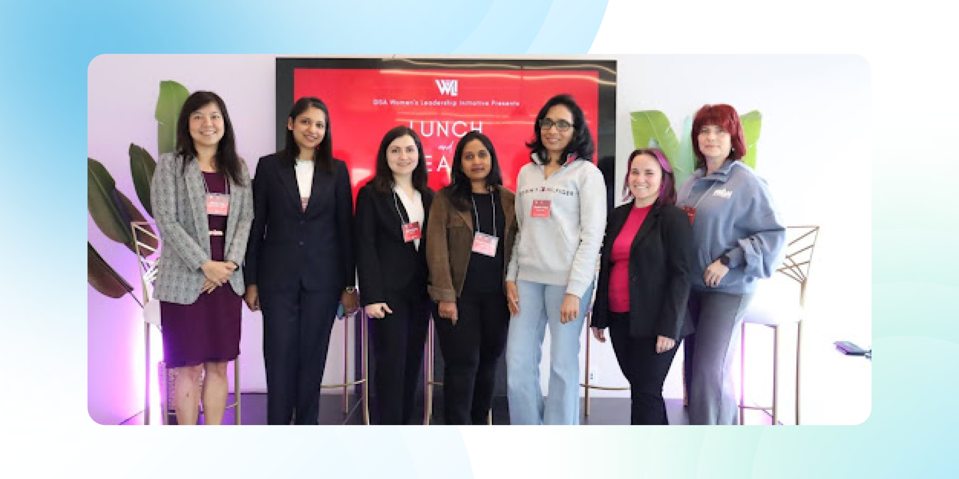 Group photo of women leaders and professionals at the GSA Women’s Leadership Initiative event, featuring semiconductor and technology industry participants networking during a leadership and innovation session hosted in California.