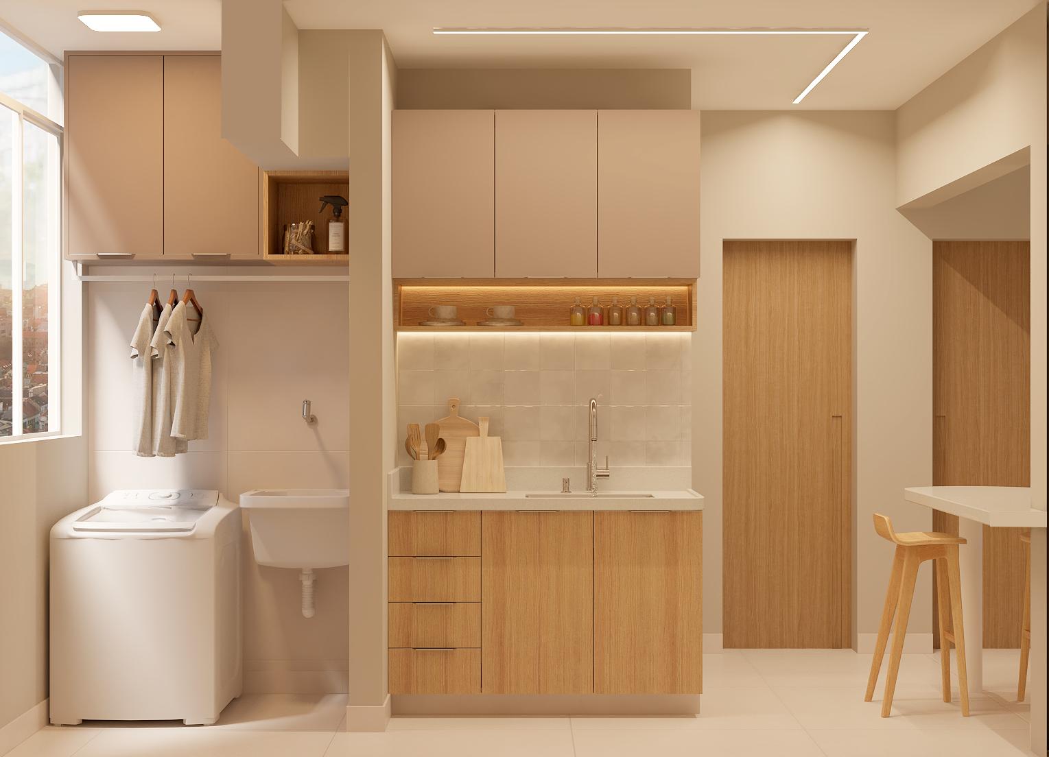 Projeto | DA - LIVING - COZINHA  - ÁREA DE SERVIÇO - Imagem 1