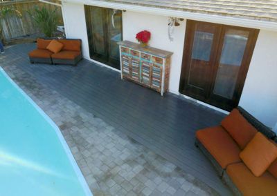 TruOrganics composite decking with pool and furniture