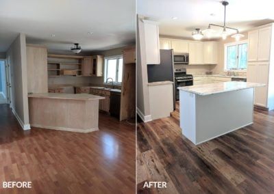 Mesquite cali vinyl in the kitchen - before and after