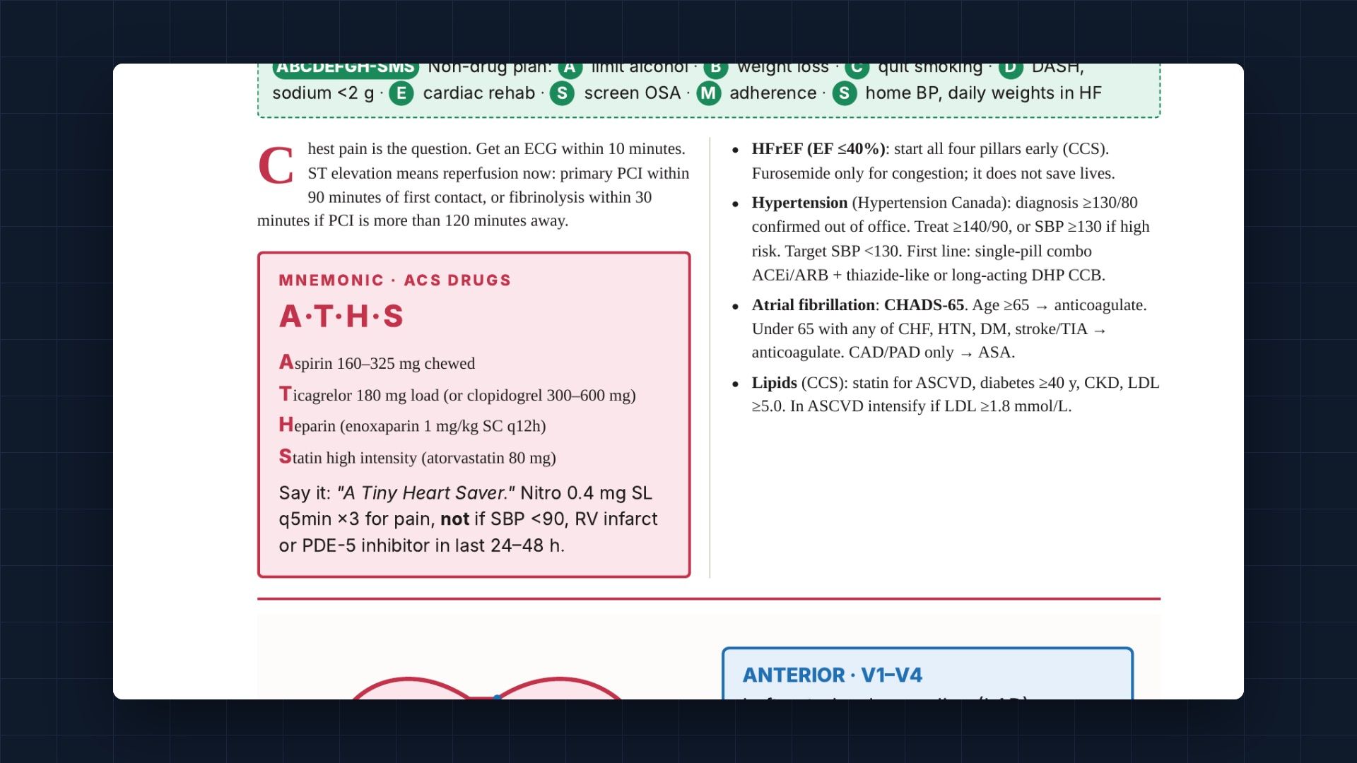 Interactive reader with chapter maps and tap-to-reveal mnemonics
