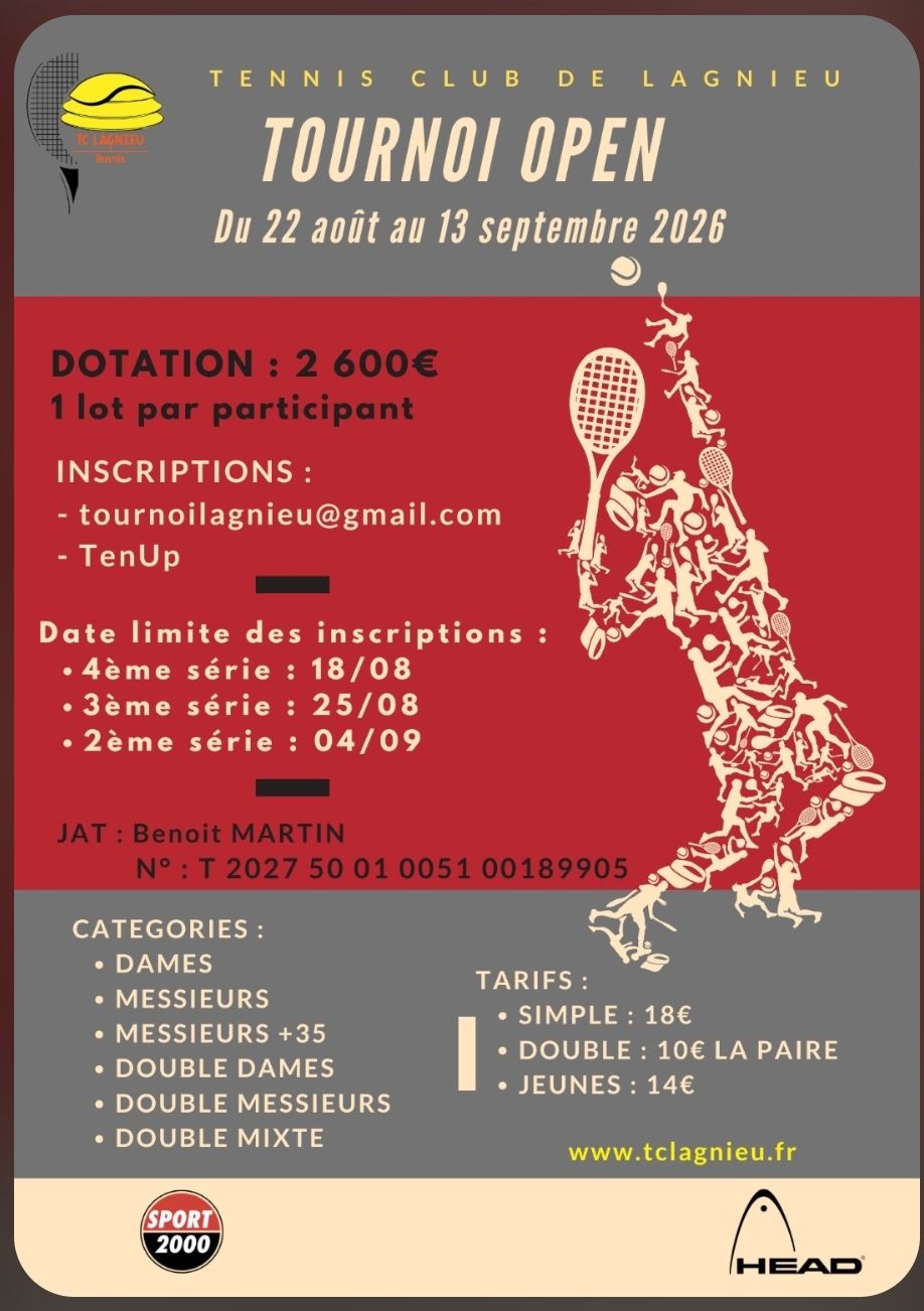 Affiche — Tournoi Open — TC Lagnieu