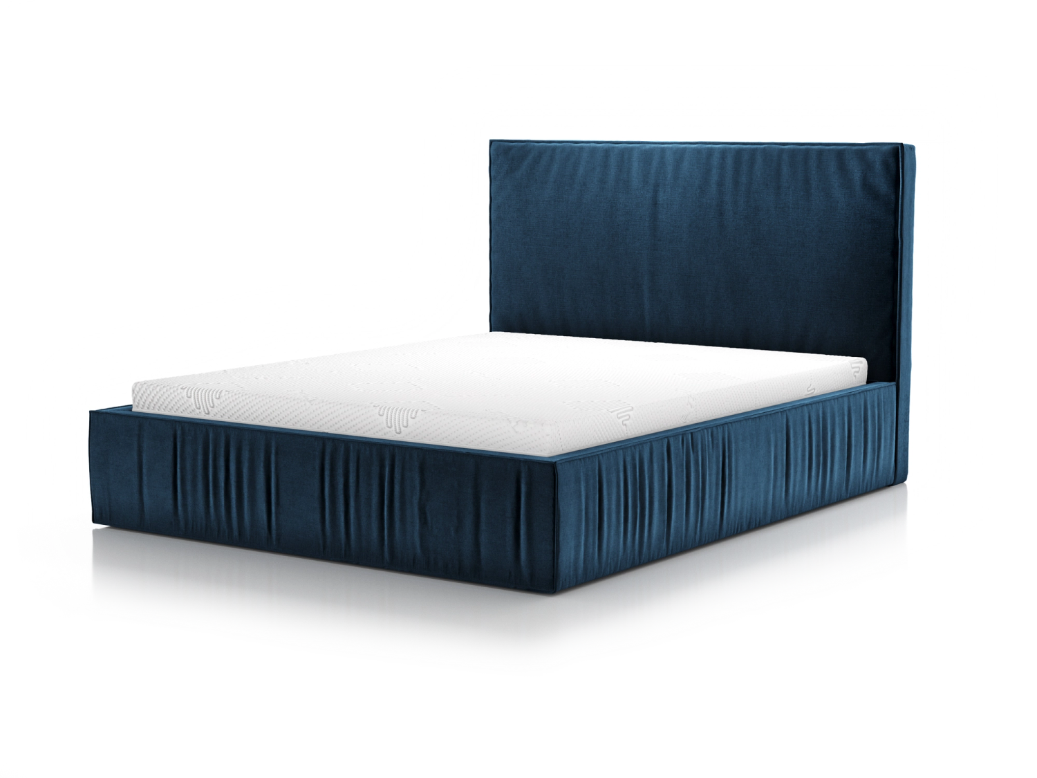 Łóżko tapicerowane 81249 w granacie z marszczoną tapicerką, grafika katalogowa M&K Foam