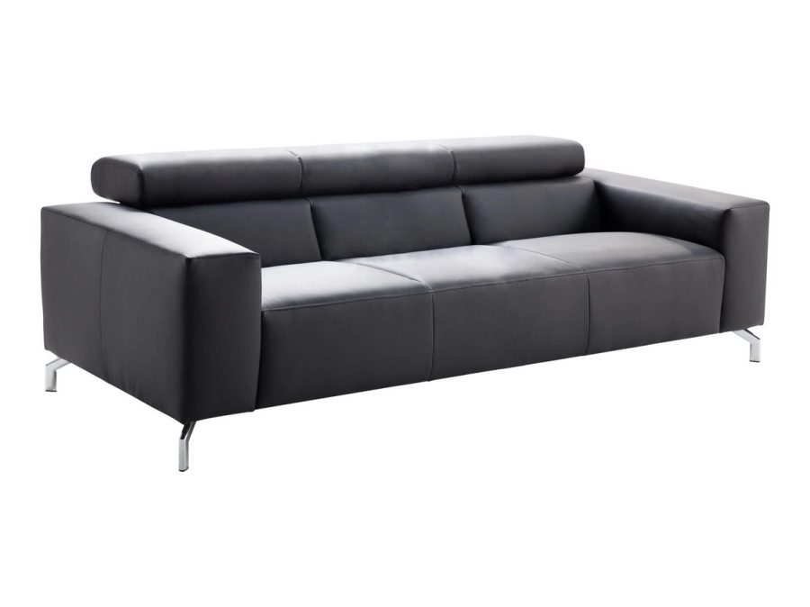 Czarna trzyosobowa sofa Bloor na chromowanych nóżkach