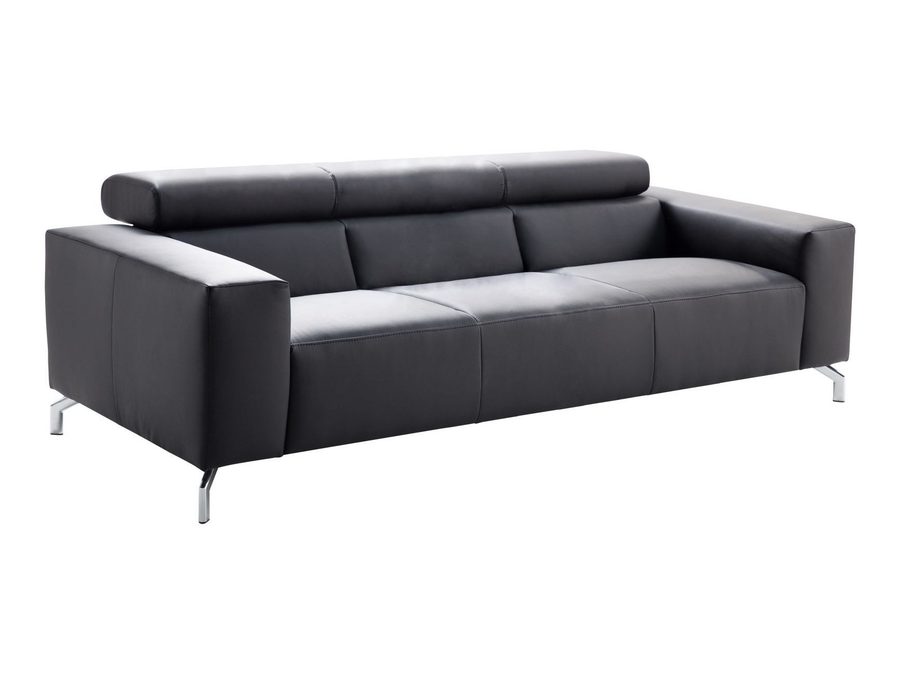 Czarna trzyosobowa sofa Bloor na chromowanych nóżkach