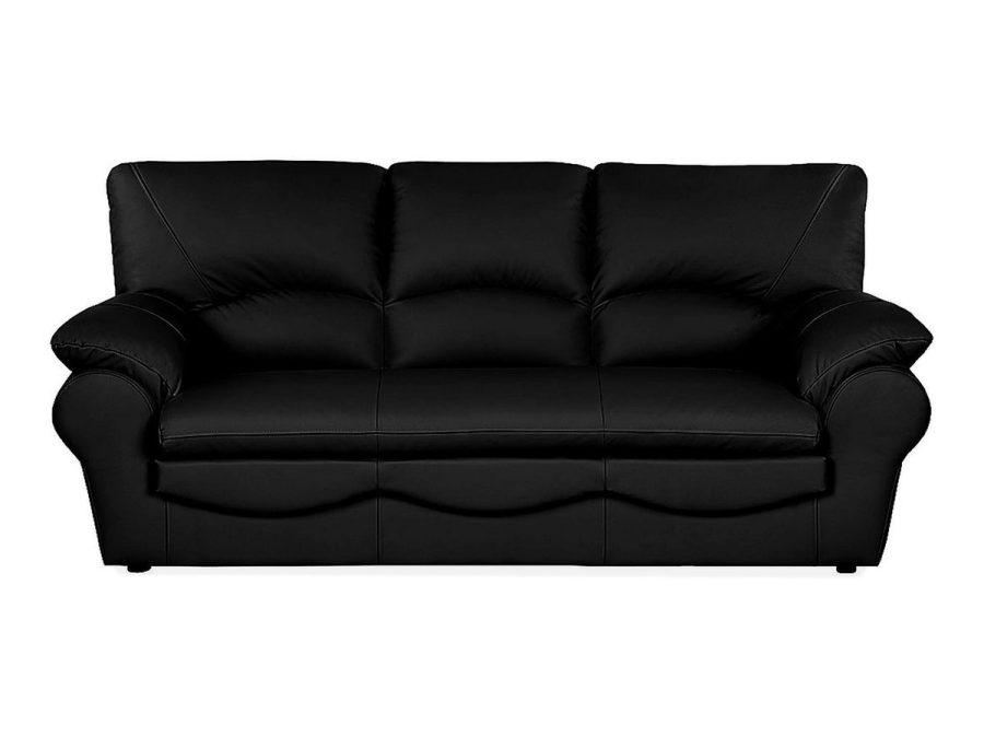 Czarna skórzana sofa Oslo 3-osobowa, widok z przodu