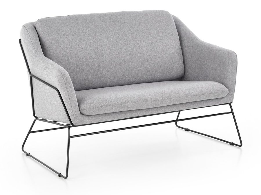 Jasnopopielata sofa Soft 2 XL marki Halmar na czarnym stalowym stelażu, widok z ukosa