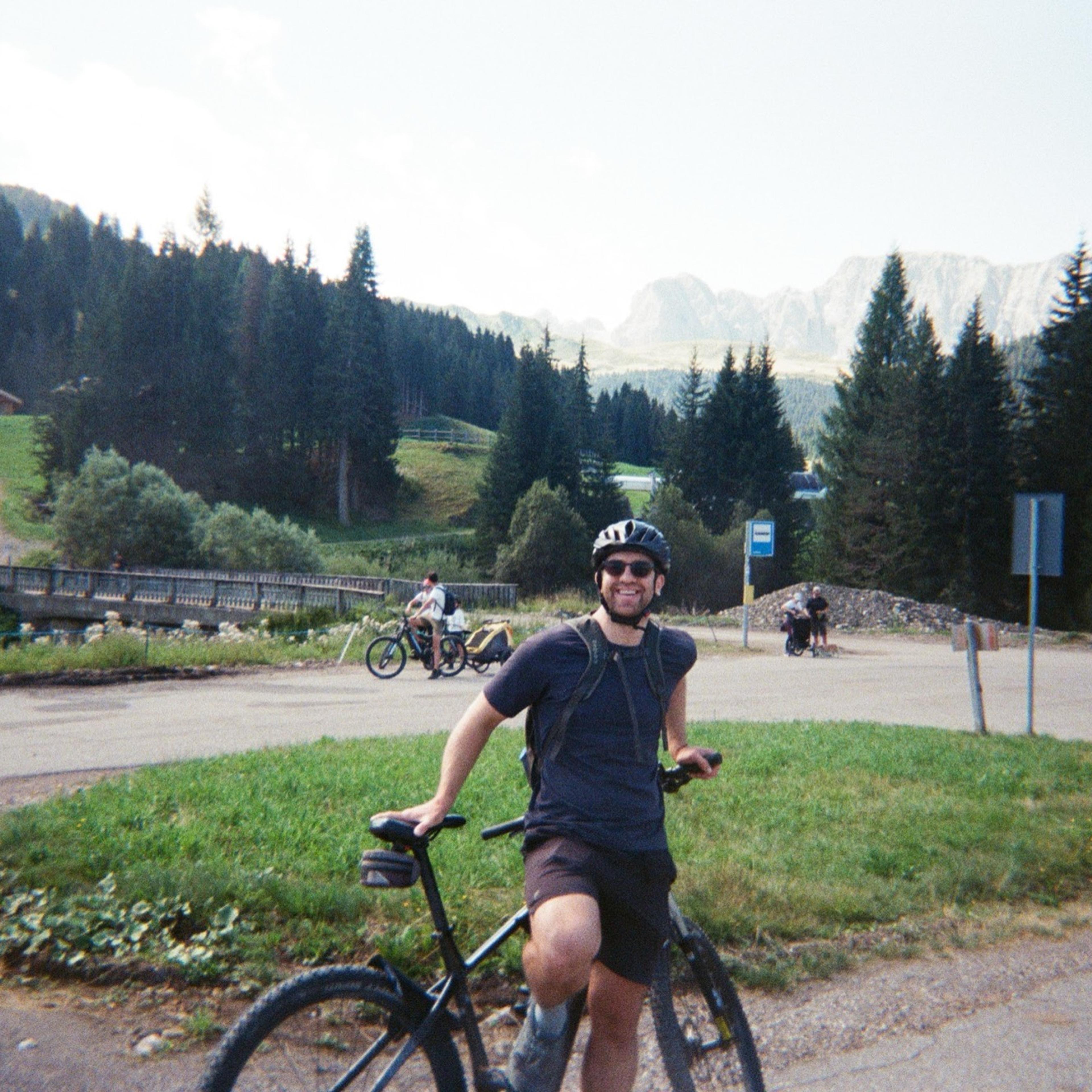 Ryan on a mountain bike in the Dolomites