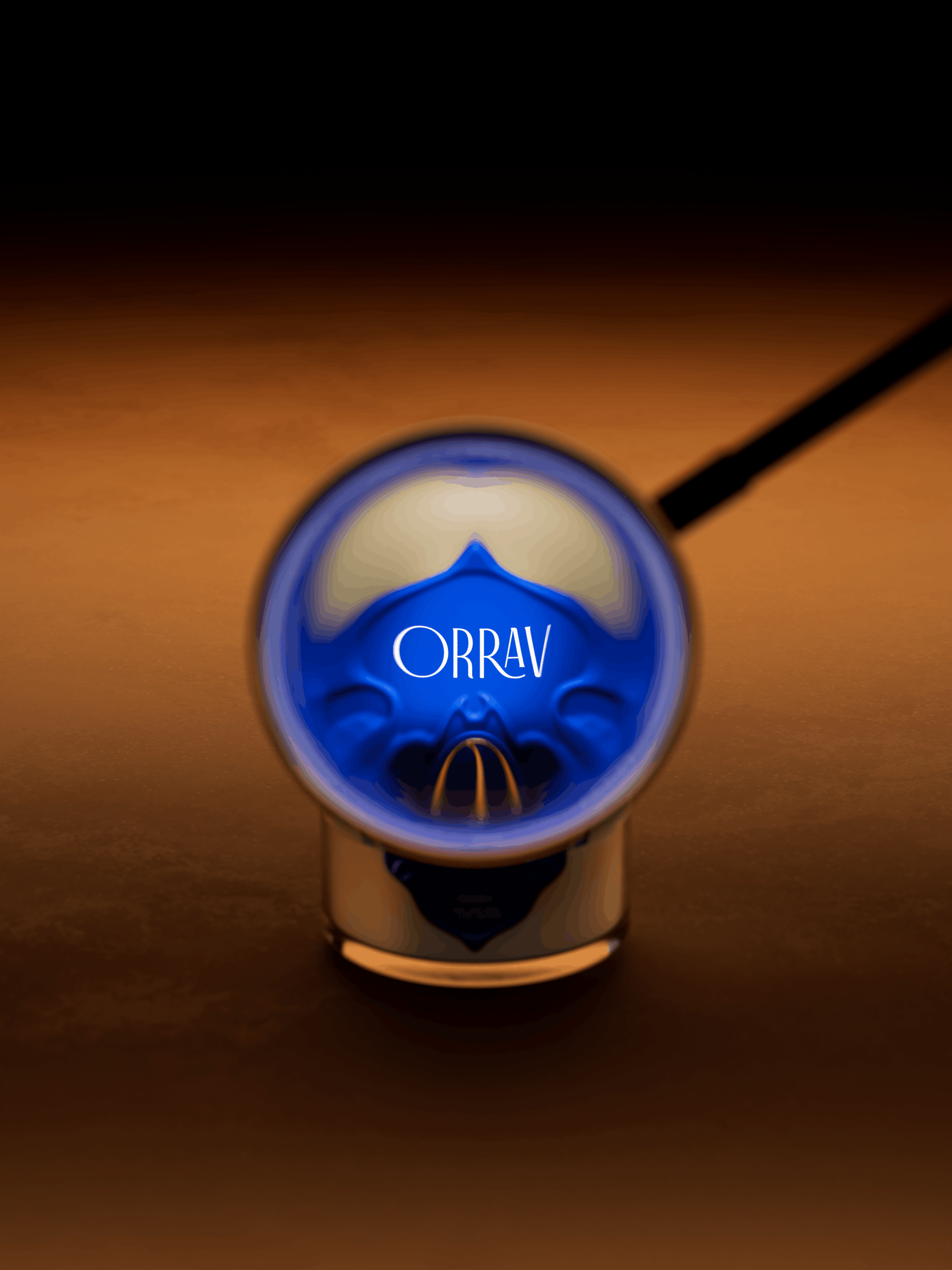 Orrav fragrance bottle on a dark stone surface