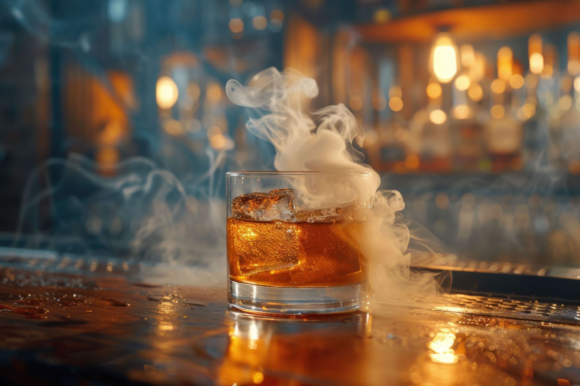 Whiskey glass with smoke