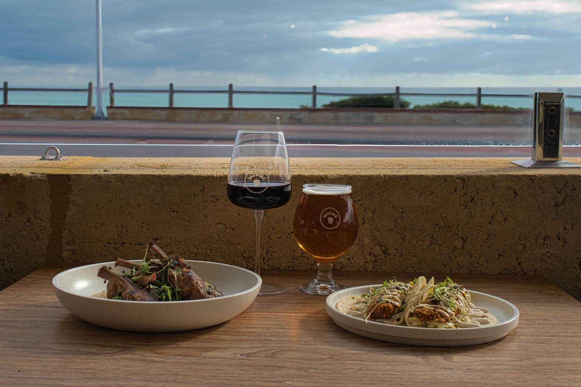 Cocktail glass sitting in a barrel