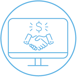 Handshake Icon with a dollar sign above 