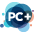 PC plus logo with blue bubbles around it 
