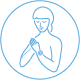 Woman doing prayer hands with a patch on Icon 