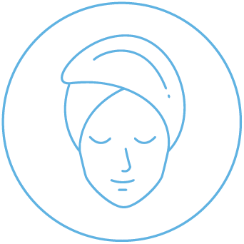 icon of a woman with a towel wrapped on her head 