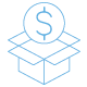 Box with a dollar sign popping up icon 