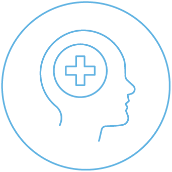 Icon of a head with a plus sign in the middle 