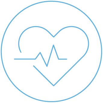 Heart icon with a heart beat in the middle 