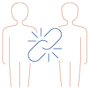 An icon of two people with a chain link in the middle 