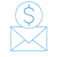 Envelope with a dollar sign popping up icon 
