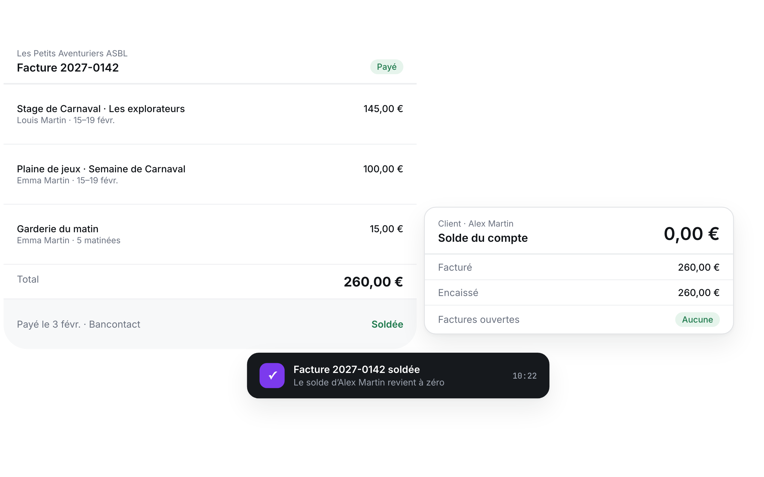 Invoice paid and customer balance back to zero