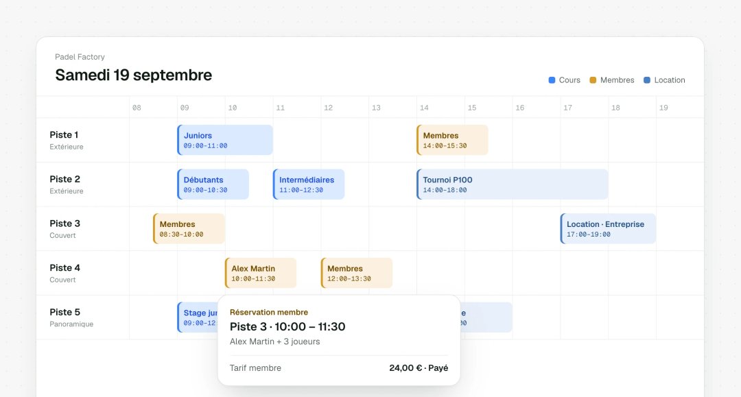 Court booking calendar